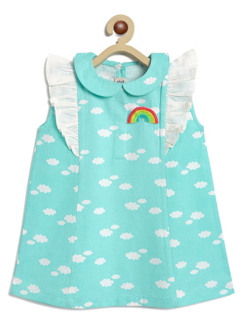 Pre-Order: Girls Rainbows & Ruffles Cloud Dress-Blue