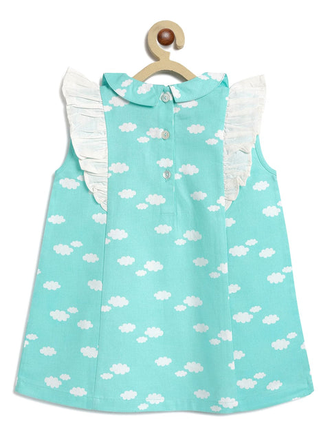 Pre-Order: Girls Rainbows & Ruffles Cloud Dress-Blue