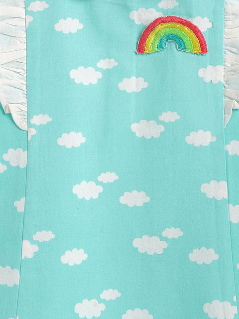Pre-Order: Girls Rainbows & Ruffles Cloud Dress-Blue