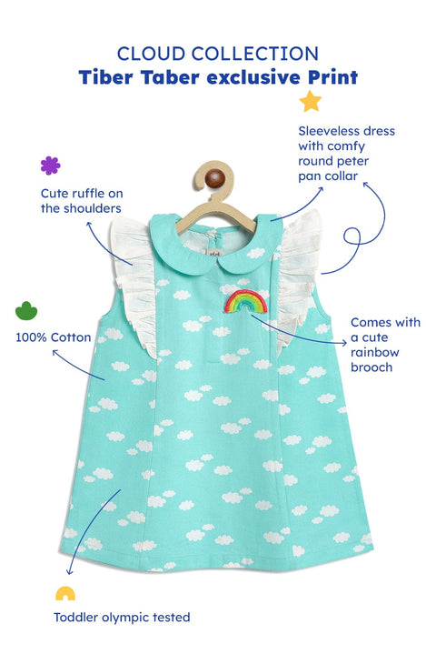Pre-Order: Girls Rainbows & Ruffles Cloud Dress-Blue