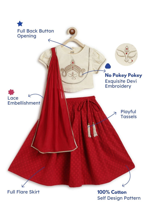 Pre-Order: Girls Devi Durga Lehenga Set