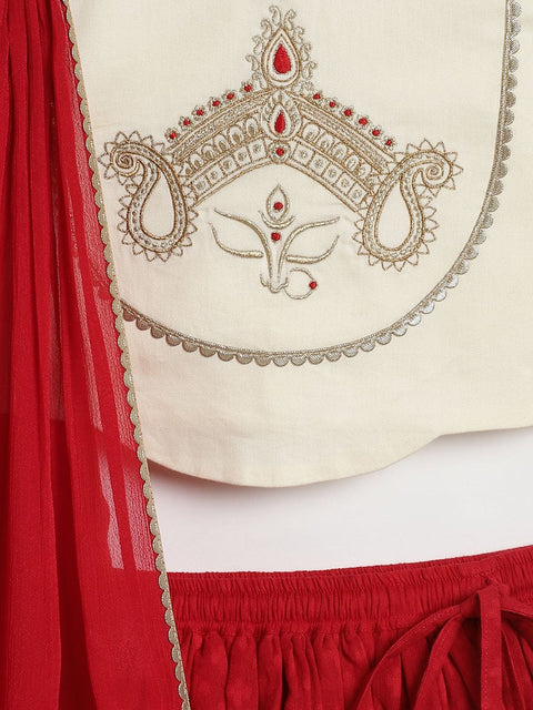 Pre-Order: Girls Devi Durga Lehenga Set