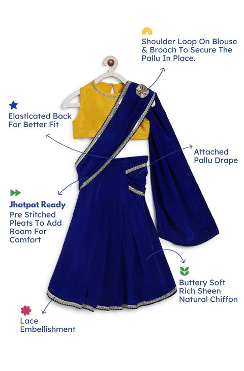 Pre-Order : Girls O’ Desi Girl Sari Set - Blue