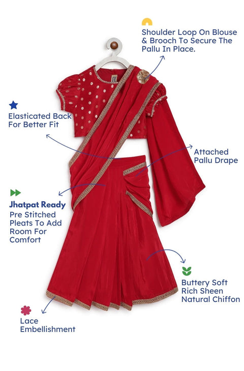 Pre-Order : Girls O’ Desi Girl Sari Set - Red