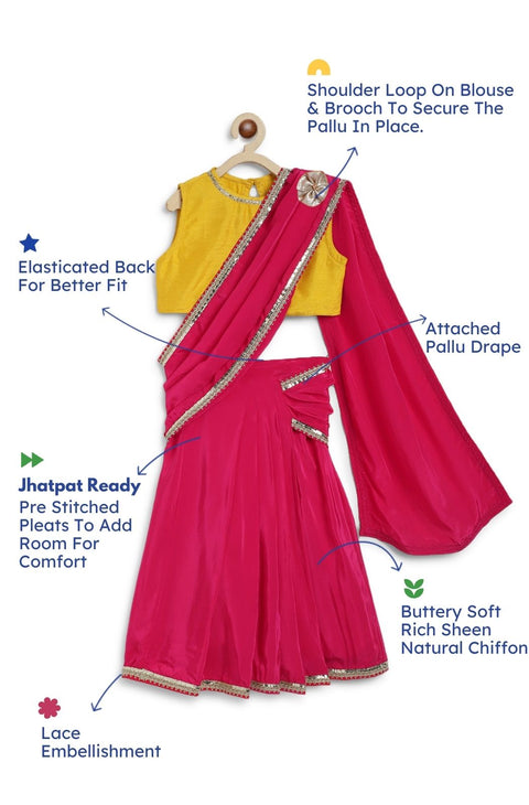 Pre-Order : Girls O’ Desi Girl Sari Set - Pink