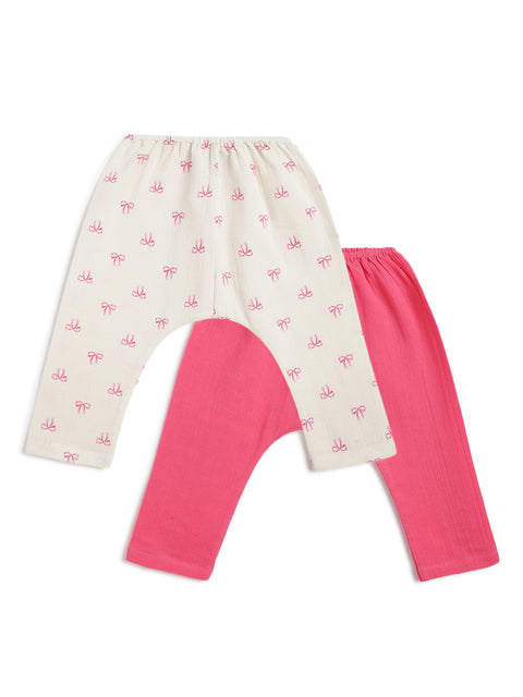 Pre-Order:  Unisex Bow Print Jhabla Set-White