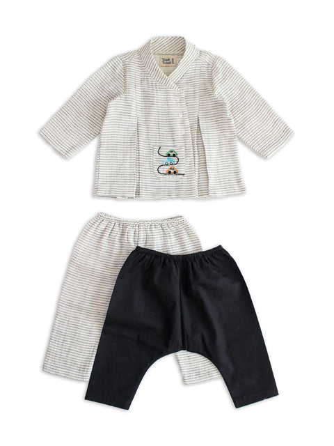 Pre-Order: Unisex Car Flexi Kimono Jhabla Set - Grey