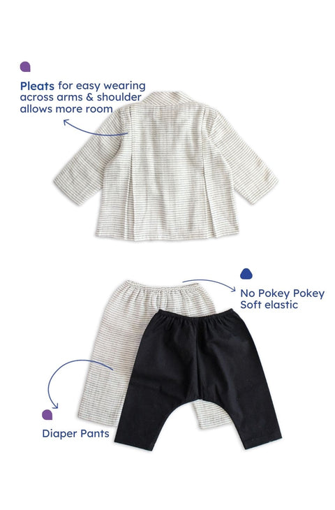 Pre-Order: Unisex Car Flexi Kimono Jhabla Set - Grey