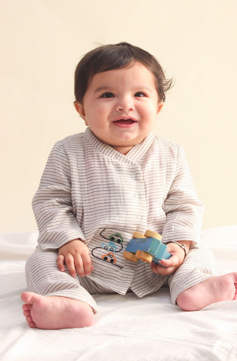 Pre-Order: Unisex Car Flexi Kimono Jhabla Set - Grey