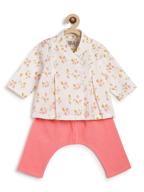 Pre-Order: Unisex Floral Flexi Kimono Set-White