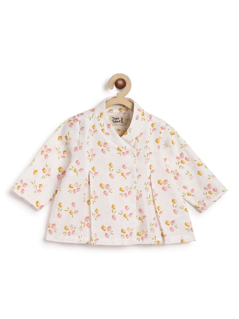 Pre-Order: Unisex Floral Flexi Kimono Set-White