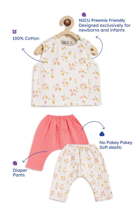 Pre-Order: Unisex Floral Jhabla Set-White