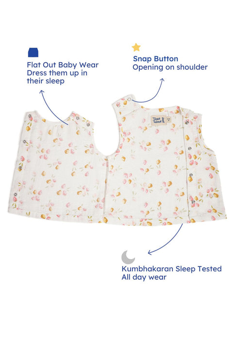 Pre-Order: Unisex Floral Jhabla Set-White