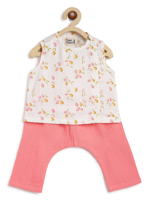 Pre-Order: Unisex Floral Jhabla Set-White