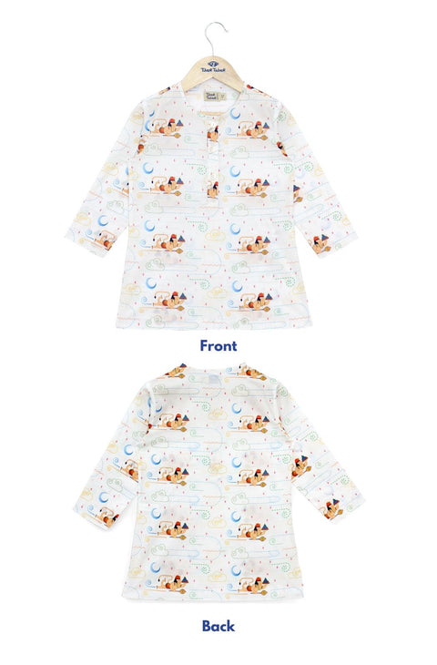 Pre-Order: Unisex Hanuman Blessing Kurta Pyjama Set - White