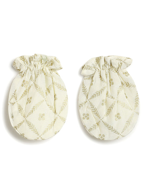 Pre-Order: Unisex Jamna Booties & Mittens Combo Set-Cream