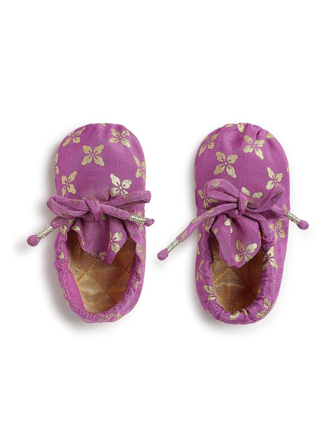 Pre-Order: Unisex Jamna Booties & Mittens Combo Set-Purple