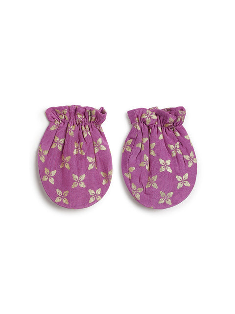 Pre-Order: Unisex Jamna Booties & Mittens Combo Set-Purple