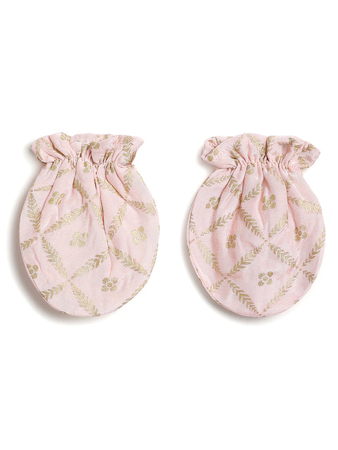 Pre-Order: Unisex Jamna Booties & Mittens Combo Set-Pink