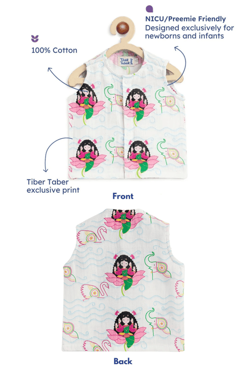 Pre-Order: Unisex Laxmi Blessings Jhabla Set - White