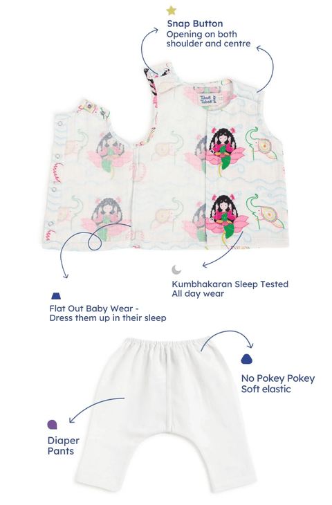 Pre-Order: Unisex Laxmi Blessings Jhabla Set - White