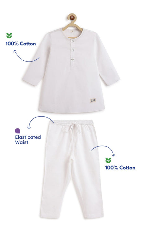 Pre-Order: Unisex Timeless White Kurta Set - White