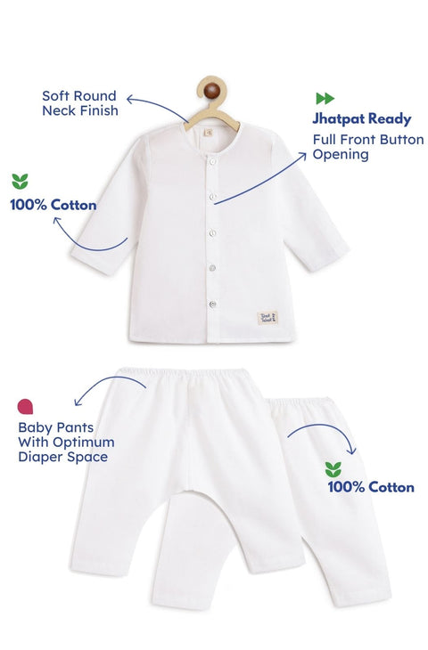 Pre-Order: Unisex Timeless White Baby Kurta Set - White