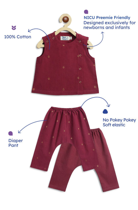 Pre-Order: Unisex Polka Dot Jhabla Set - Purple