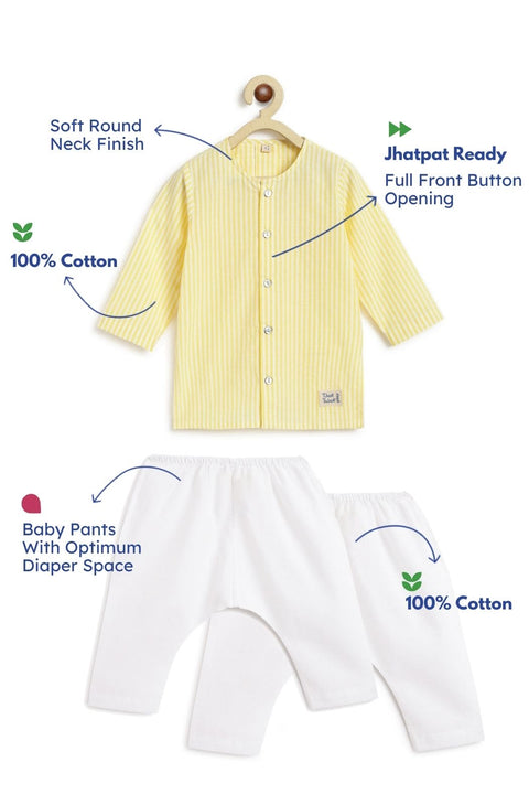 Pre-Order: Unisex Sunny Stripes Baby Kurta Set - Yellow