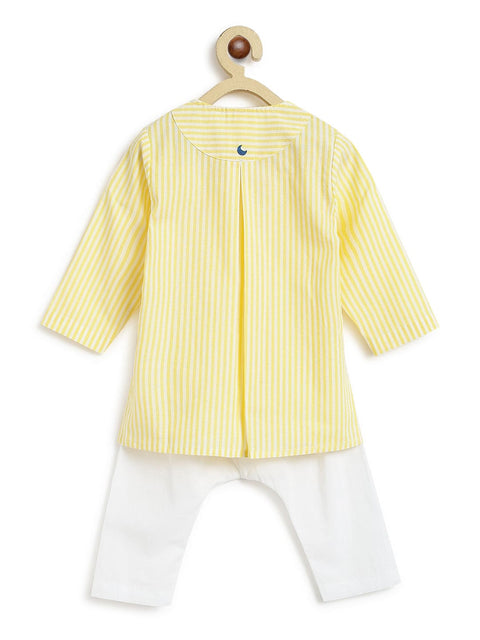 Pre-Order: Unisex Sunny Stripes Baby Kurta Set - Yellow