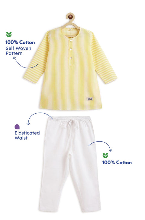 Pre-Order: Unisex Sunny Stripes Kurta Set - Yellow