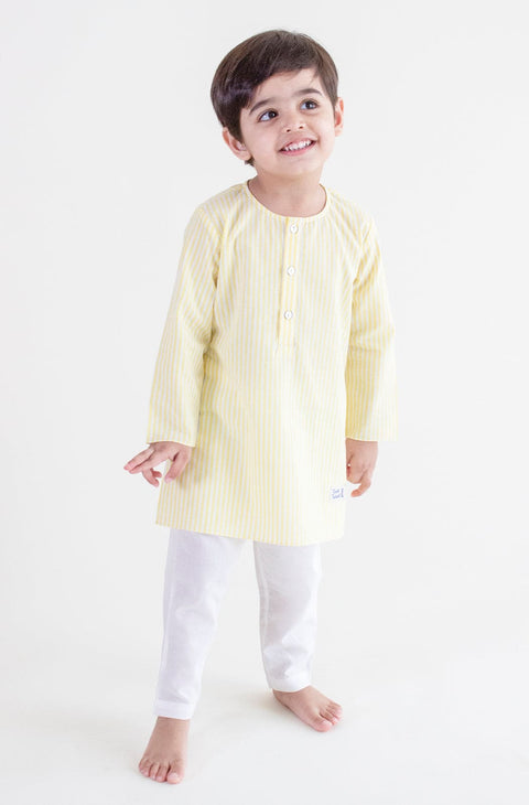 Pre-Order: Unisex Sunny Stripes Kurta Set - Yellow