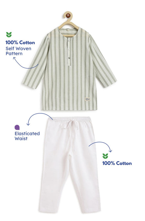 Pre-Order: Unisex Cityscape Stripes Kurta Set - Grey