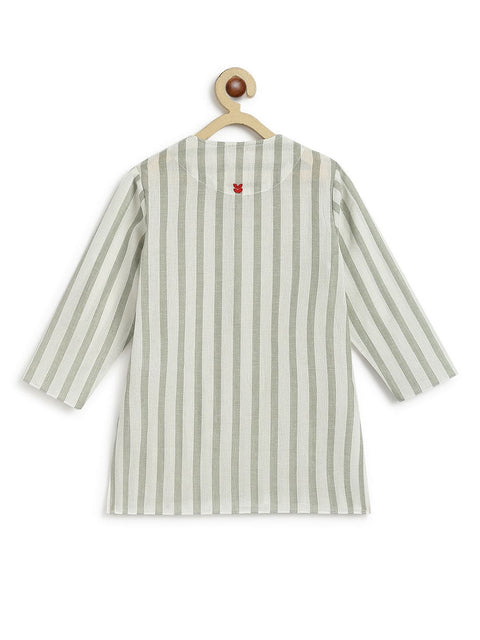 Pre-Order: Unisex Cityscape Stripes Kurta Set - Grey