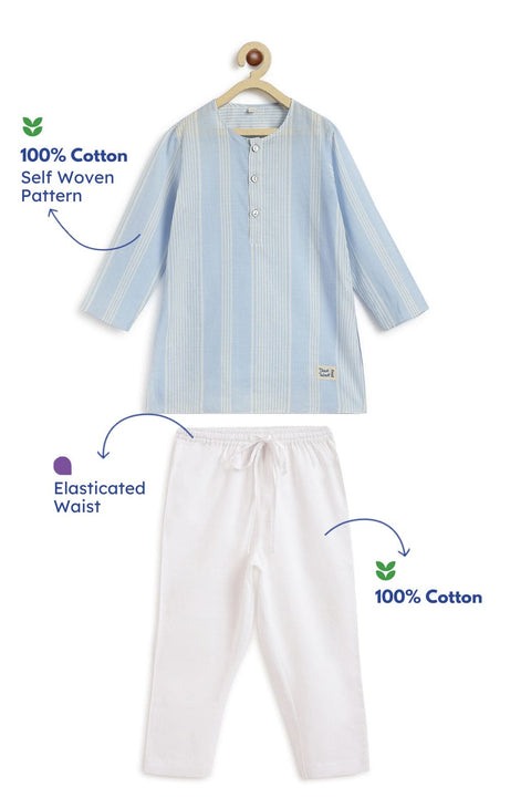 Pre-Order: Unisex Skyline Stripes Kurta Set - Blue