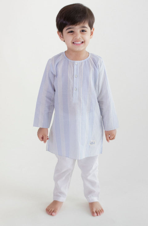 Pre-Order: Unisex Skyline Stripes Kurta Set - Blue