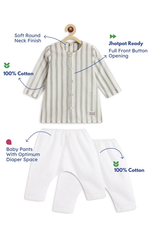 Pre-Order: Unisex Cityscape Stripes Baby Kurta Set - Grey