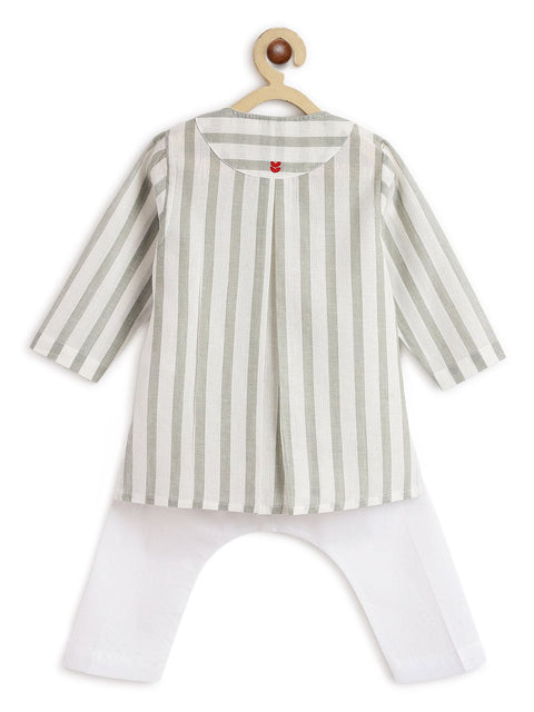 Pre-Order: Unisex Cityscape Stripes Baby Kurta Set - Grey