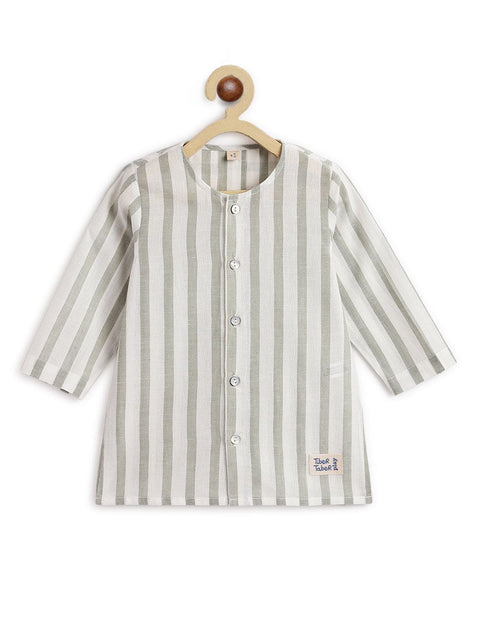 Pre-Order: Unisex Cityscape Stripes Baby Kurta Set - Grey