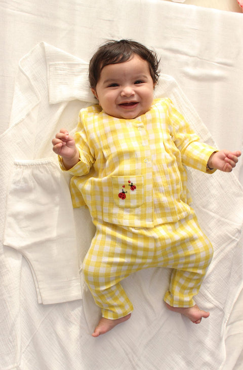 Pre-Order: Unisex Holiday Bug Flexi Kimono - Yellow