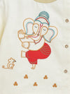 Baby Boy Ganesha Embroidered Cotton Dhoti Kurta Set - Cream
