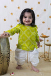 Pre-Order: Baby Boy Bandhani Print Cotton Dhoti Kurta Set - Green