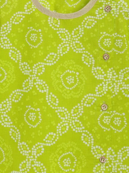 Pre-Order: Baby Boy Bandhani Print Cotton Dhoti Kurta Set - Green