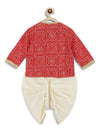 Baby Boy Bandhani Print Cotton Dhoti Kurta Set - Red