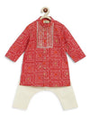 Baby Boy Bandhani Print Cotton Kurta Set - Red