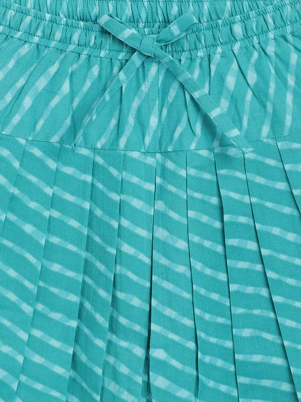 Pre-Order: Baby Girl Bandhani Print Cotton Angrakha Set - Blue