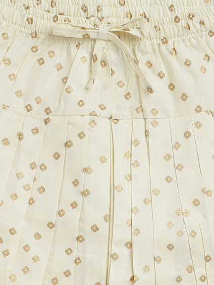Pre-Order: Baby Girl Lakshmi Embroidered  Premium Cotton Suit Set - Cream