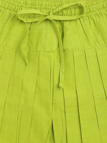 Pre-Order: Baby Girl Bandhani Cotton Angrakha Suit Set - Green