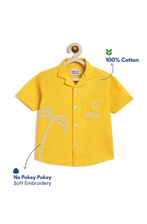 Pre-Order:  Boy Coconut Tree Shirt-Yellow
