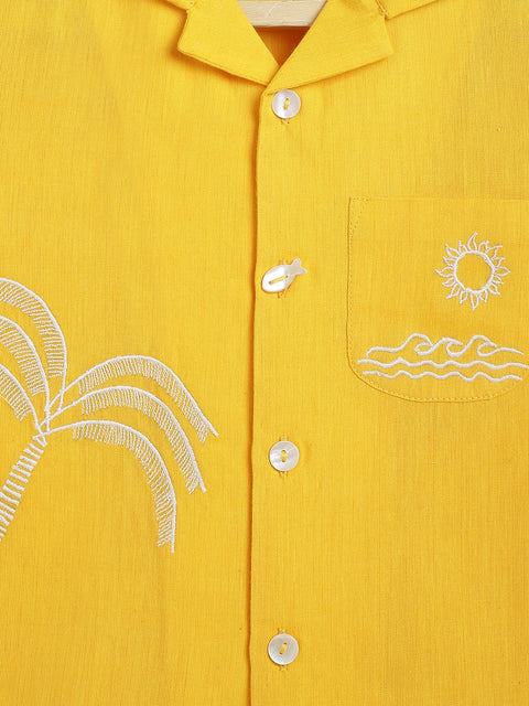 Pre-Order:  Boy Coconut Tree Shirt-Yellow